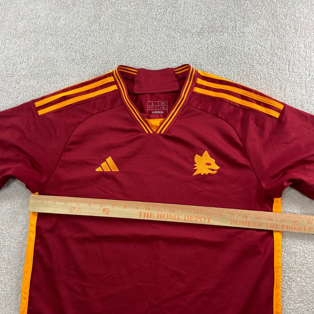 Adidas AS Roma Jersey Mens Large Maroon 2023-24 Home Lupetto Wolf Crest Slim Fit - Picture 10 of 12